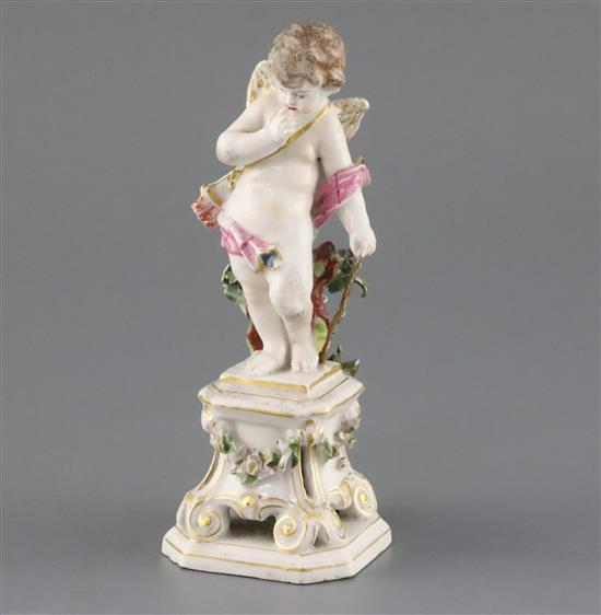 A Bow porcelain figure of Cupid, c. 1765-70, H. 16cm